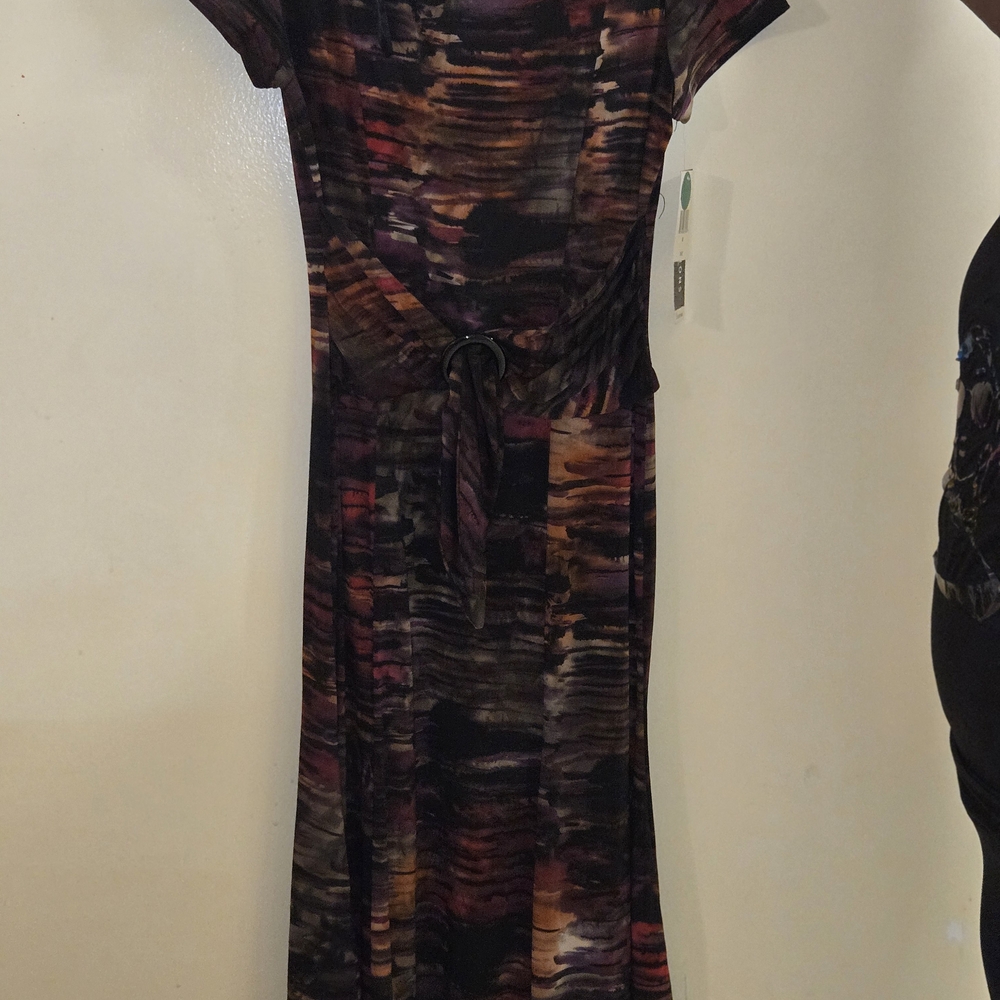 Chic Women's Midi Dress in Purple and Brown